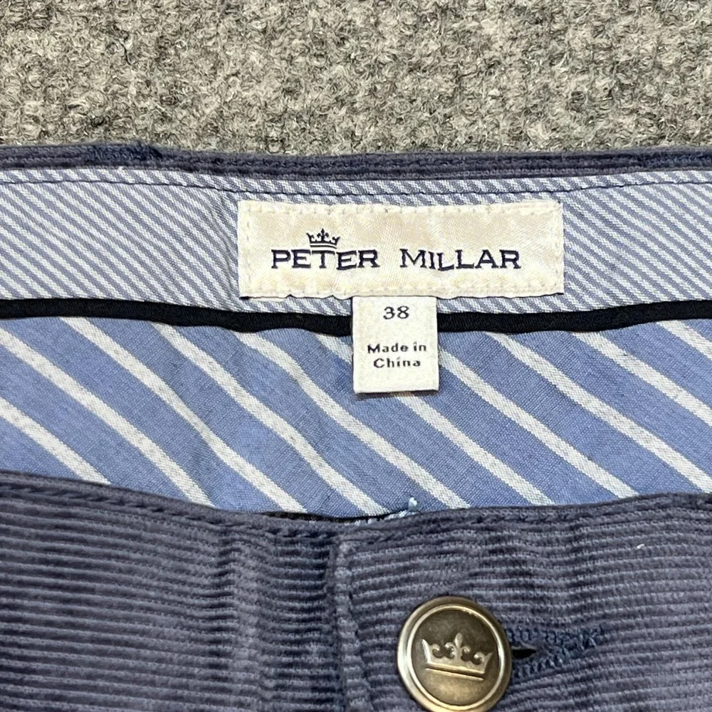 Peter Millar Pants Mens 38 Blue Corduroy Stretch Khakis 5 Pocket Casual